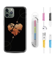 Apple iPhone 11 12 13 14 Pro Max Kılıf Kablo Koruma Spiral Silikon Plane Heart 1721