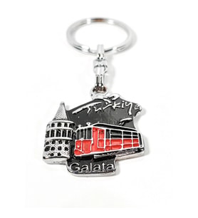 Galata Kulesi ve Nostaljik Tramvay Temalı İstanbul Metal Anahtarlık – Şehrin Ruhunu Taşıyan Özel Tas
