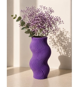 Dalgalı Tasarım Dekoratif Vazo Modern 3D Baskı Çiçek Vazosu Minimalist Ev Dekoru