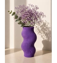 Dalgalı Tasarım Dekoratif Vazo Modern 3D Baskı Çiçek Vazosu Minimalist Ev Dekoru