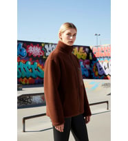 Kadın Dik Yaka Düşük Kol Tam Fermuarlı Peluş Sweatshirt Fonksiyonel Dayanıklı Kaliteli Şık