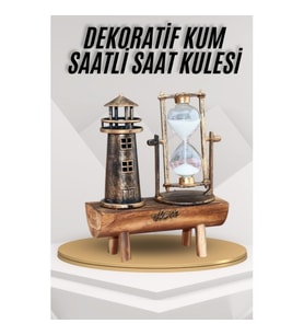 hediyelik eşya retro ahşap deniz feneri kum saati biblo