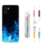 Vivo Y15S Y32 Y33S Y51 Y53S Kılıf Kablo Koruma Spiral Silikon Blue Fire 1678