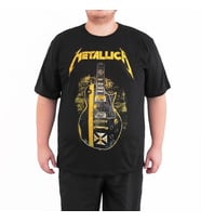 Bant Giyim - Metallica Gitar 4XL Büyük Beden Erkek Tişört (Siyah - Beyaz)