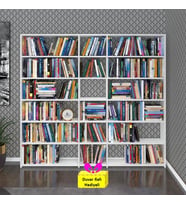 Kenzlife kitaplık süper ga 180*200*19 byz 6 katlı 3 bölme çift bölme opsiyonlu ofis mutfak banyo dolabı arkalıksız+Tekli Duvar Rafı Hediye