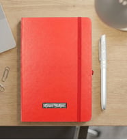 Kişiye Özel İsim Baskılı Defter & İsme Özel Gümüş Renk Roller Kalem (Kırmızı)