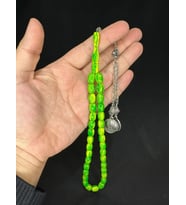 TOZ KEHRİBAR TESBİH YEŞİL RENKLİ KAPSÜL KESİM 11,5MMX8,5MM T-579 (Çok Renkli)