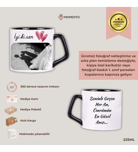 Kişiye Özel Fotoğraflı Baskılı Siyah Kupa – 225ml Hediye Kupa