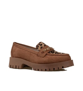 Trend Adımlar Taba Kadın Nubuk Leopar Casual Ayakkabı