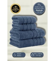 4 Lü Banyo Havlusu Seti Dora Indigo - 70X140cm x2 / 50x90cm x2