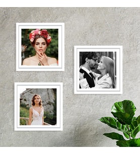 Yapışan Kare 3 lü Fotoğraf Çerçevesi Beyaz +resim baskısı