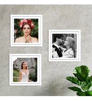Yapışan Kare 3 lü Fotoğraf Çerçevesi Beyaz +resim baskısı