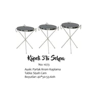 Brc 17523 Zigon Küpe Metal Gümüş Krom renk ayak Kırılmaz temper siyah cam tabla 
