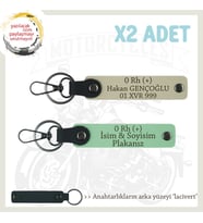 Çok Sevdiğine Özel İsim Plaka, 0 Rh + Kan Grubu Yazılı Kişisel x2 Anahtarlık Set, Yeşil-S Kahve-Laci (Çok Renkli)