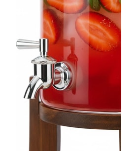 AmberHaus Akasya Ahşap Standlı Musluklu Cam Sebil - Soğuk İçecek Dispenseri ve Limonata Sürahisi - Parti ve Sunum İçin Şerbetlik - 3 ve 5 Litre Seçenekli (Akasya, Ahşap Kapaklı, 3 Litre)