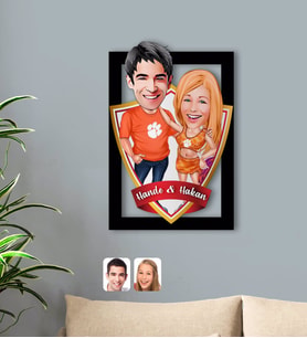 BK Gift Kişiye Özel İsimli Sevgililer Karikatürlü 3D Ahşap Tablo-54