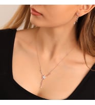 925 Ayar Gümüş Salkım Kolye Küpe Set
