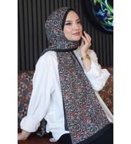 Mini Çiçek Desen Turkuaz Soft Pamuk Şal (Standart)