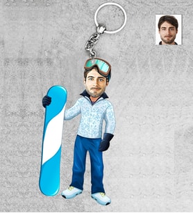 Kişiye Özel Sprocu Snowboard Erkek Ahşap Anahtarlık-1