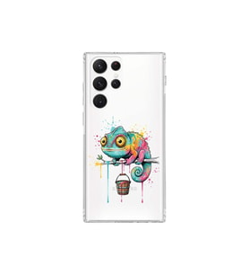 Samsung Galaxy S21 Ultra ile Uyumlu Splash Bukalemun Tasarımlı Şeffaf Silikon Kılıf