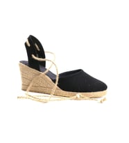 Gerçek Elişi Siyah Kadın Dolgu Topuk Espadril Handmade