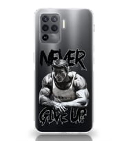 Oppo Reno 5 Lite Uyumlu Arnold Fitness Never Give Up Desenli Şeffaf Telefon Kılıfı