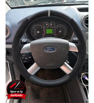 Ford Fiesta Mk5 Dikme Direksiyon Kılıfı Alcantara Süet Mat Karbon Gri Yüzük ve Dikiş 2006-2008