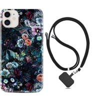 Apple iPhone 11 12 13 Mini Kılıf Boyun Askılı Silikon Great Flowers 1304