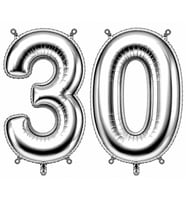 30 Rakam Folyo Balon Gümüş Rengi (100 cm)