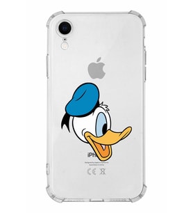 Apple iPhone XR Uyumlu Köşe Korumalı Antişok  Kapak Donald Duck Tasarımlı Şeffaf  Kılıf