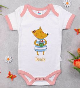 BK Kids Kişiye Özel Pembe Bebek Body Zıbın - Model 153