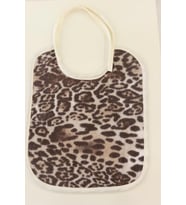 Ender Home Bebek Mama Önlüğü Baskılı Bukle Biyeli Pamuklu Havlu Bebek Önlüğü Leopar Desen-E