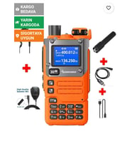 UV-K6 El Telsizi FULL SET Turuncu renk - Mayk-Kablo-Esnek anten-Kulaklık tam set quansheng k6 telsiz (A.Turuncu)