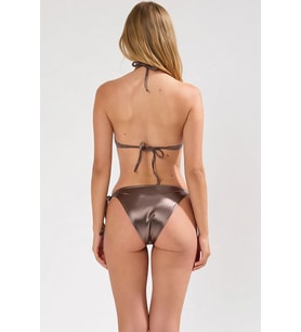 Kadın Bikini Takımı Balconette Push Up Balenli Üst Düşük Bel Slip Alt Bağlamalı Kolsuz Örme