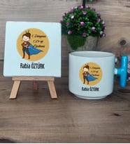 Kadın Öğretmene Hediye Hediye Seti Kupa Bardak T Kulplu ve Dekoratif Taş Öğretmenler Günü Hediyesi (Model 3)