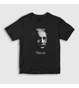 Presmono Unisex Çocuk Siyah Think Scientist Albert Einstein T-Shirt 341819tt