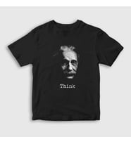 Presmono Unisex Çocuk Siyah Think Scientist Albert Einstein T-Shirt 341819tt