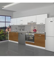 Decoraktiv Elite 280Y Ankastre Fırın Modüllü Mdf Hazır Mutfak Dolabı - Tezgah Dahil - Ceviz Beyaz (Beyaz - Ceviz)