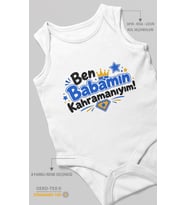 Ben Babamın Kahramanıyım Sıfır Kollu Bebek Zıbını %100 Pamuk