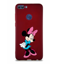 Huawei P Smart Soft Premier Kapak Minnie Mouse-F Tasarımlı Silikon Kılıf - Mürdüm (Şeffaf)
