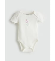 LCW baby Ekru Baskılı Kız Bebek Çıtçıtlı Body