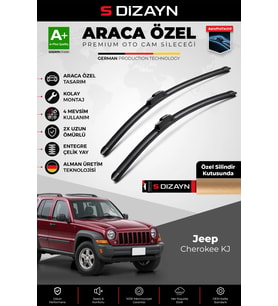 S-Dizayn Jeep Cherokee KJ Ön Cam Silecek Seti 2001-2008 Premium Araca Özel 48-48 Cm A+ Kalite