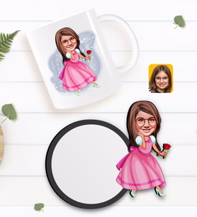 BK Gift Kişiye Özel Kız Çocuk Prenses Karikatürlü Beyaz Kupa ve Ahşap Bardak Altlığı Hediye Seti-2