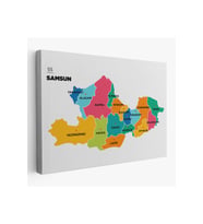 Samsun İli ve İlçeler Haritası  Dekoratif Kanvas Tablo 1445