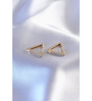 Gold Renk Zirkon Taşlı Üçgen Model Kadın Küpe 5886 - HEP-4366-8339