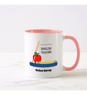 İngilizce Öğretmeni Pembe Kupa Bardak (1. Tasarım)