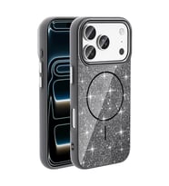 Apple iPhone 18 Pro Max Kılıf M-safe Şarj Özellikli Parlayan Simli Zore Okso Kapak