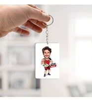 Kişiye Özel Sağlıklı Beslenen Sporcu Erkek Karikatürlü Anahtarlık
