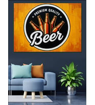 Bira Şişeleri "Premium Quality Beer" Afişi Dekoratif Kanvas - Mdf Ahşap Tablo