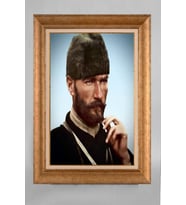 Altın Varaklı Çerçeveli Paspartulu Atatürk Tablo a743 (Gold)